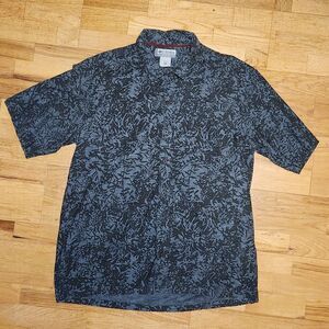 Columbia Gray Black Button-up Short Sleeve Shirt Men XXL Cotton